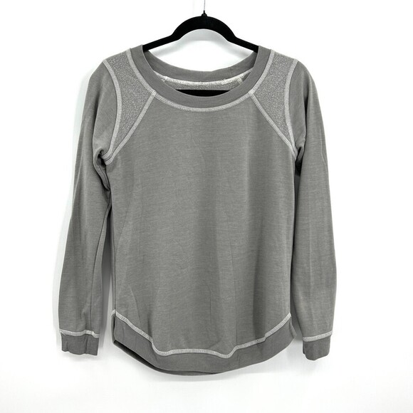 NWT CHASER Gray Super Soft Reverse Fleece Shoulder Crew Neck Sweater Size XS - Picture 1 of 4